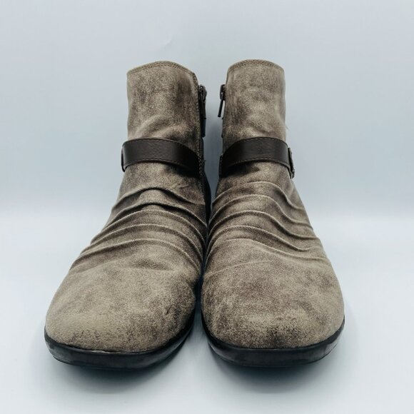 Natural Soul Boots Womens Size 9 M Brown Coltrane Ankle Booties Creased Zipper - Picture 4 of 11